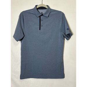 Champion Men's Polo Golf 1/4 Snap Blue Marled Short Sleeve Shirt Size S